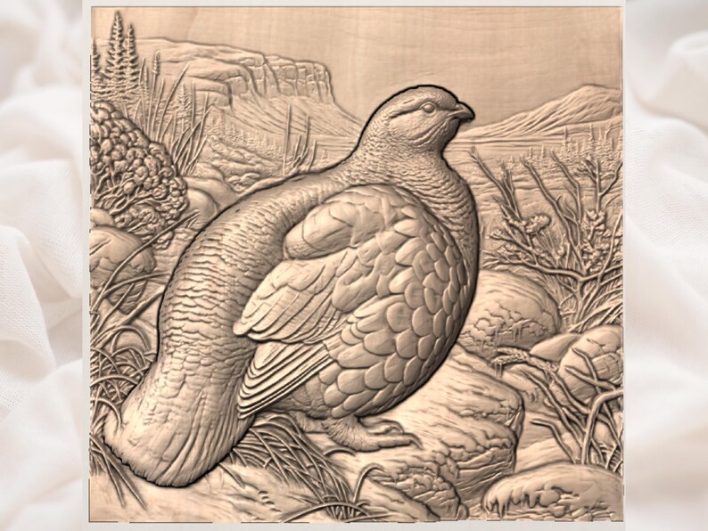 Partridge Bird STL Relief view 3