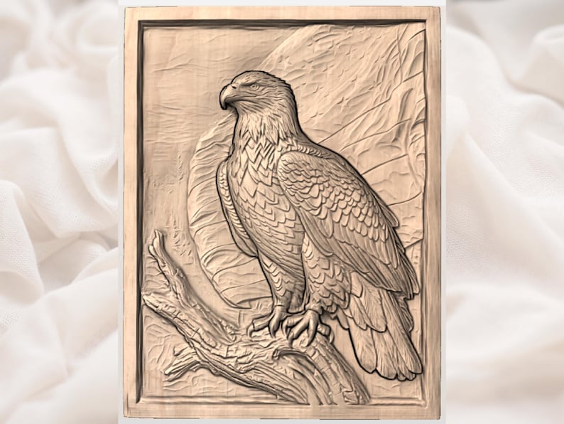 Patriotic Eagle Bas Relief STL view 2