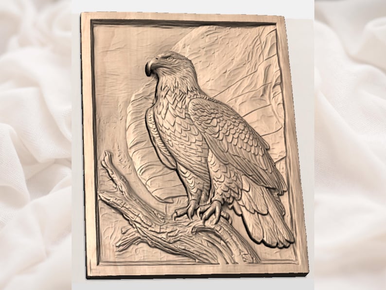 Patriotic Eagle Bas Relief STL view 3