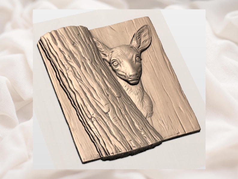 Peekaboo Deer Fawn 3D Relief STL view 3