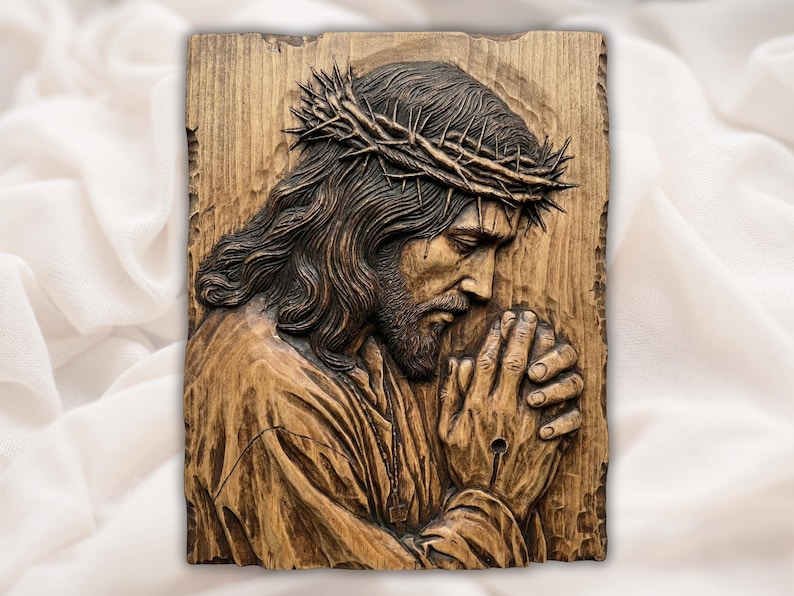 Praying Jesus Relief STL bas-relief STL design