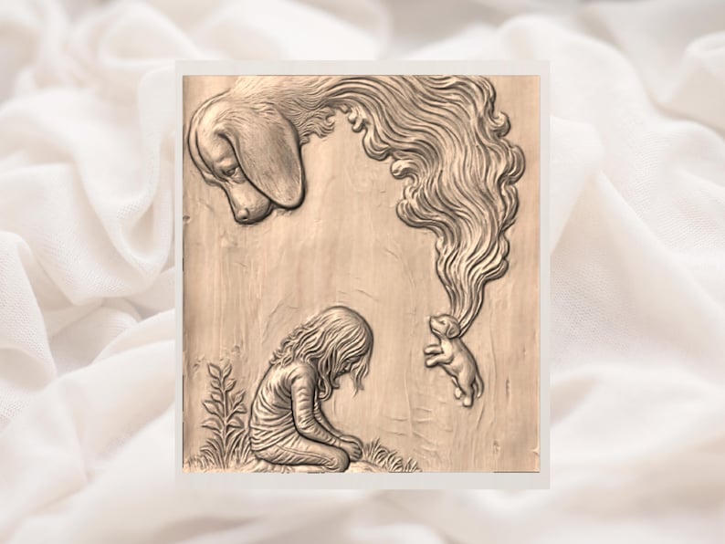 Pet Memorial 3D Relief STL view 2