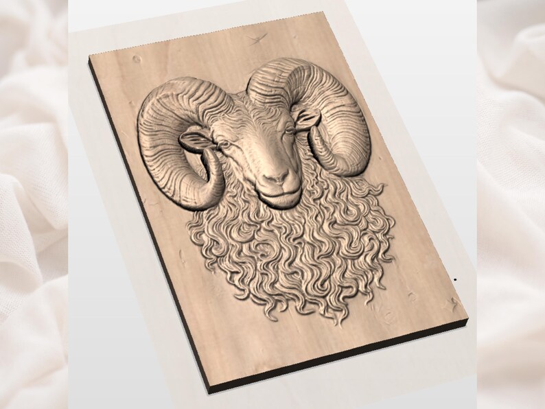 Ram Head 3D Relief STL view 3