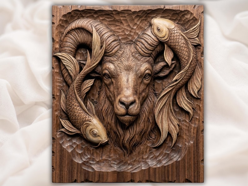 Ram Koi Fish STL bas-relief STL design