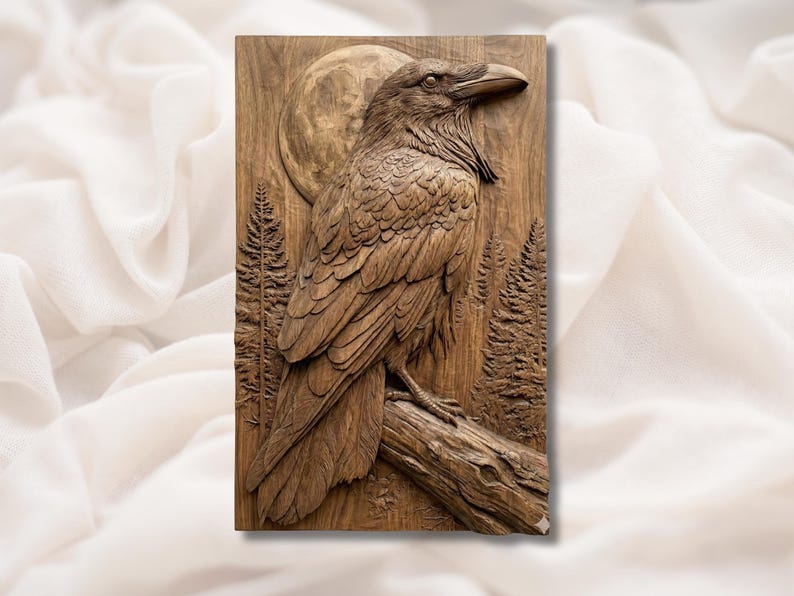 Raven Bird 3D Relief STL bas-relief STL design