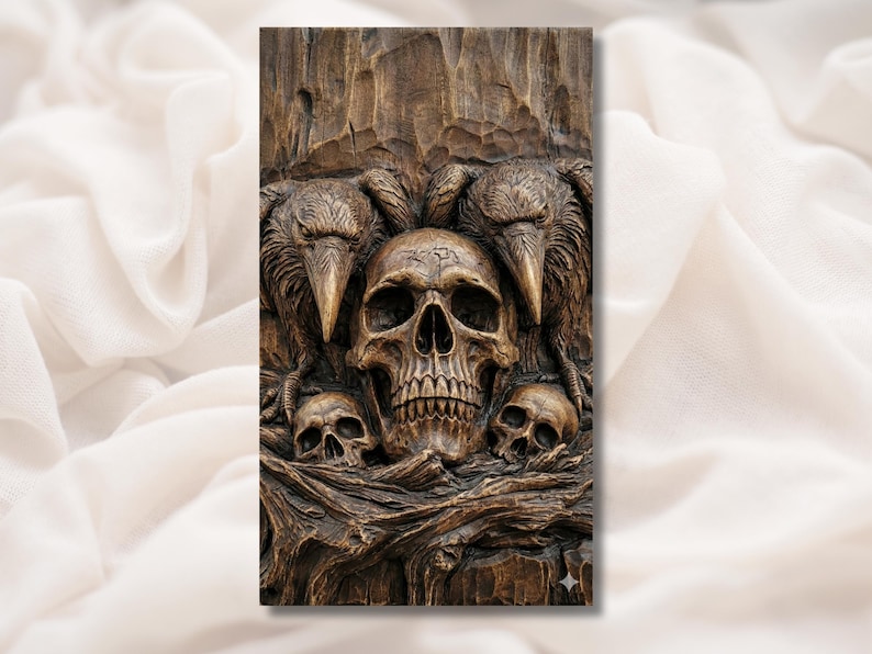 Raven Skull Gothic 3D Relief STL bas-relief STL