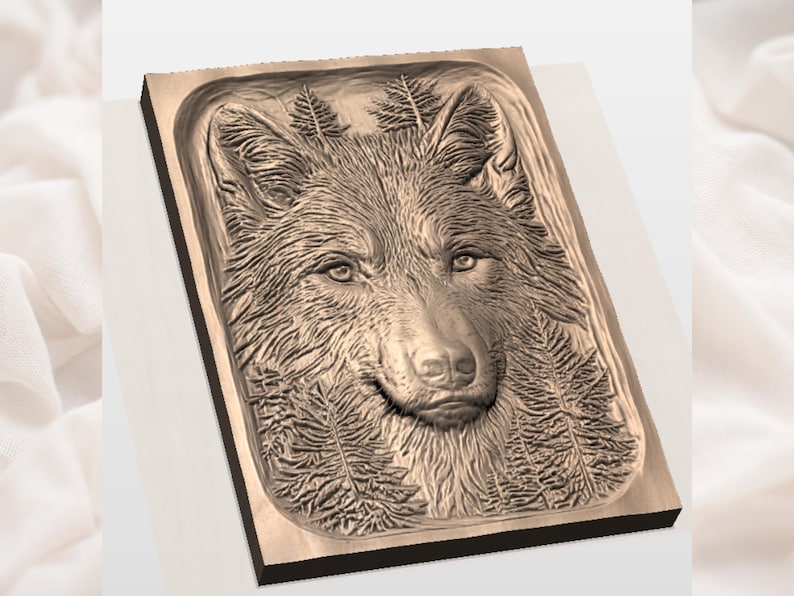 Realistic Wolf Face 3D STL File view 2