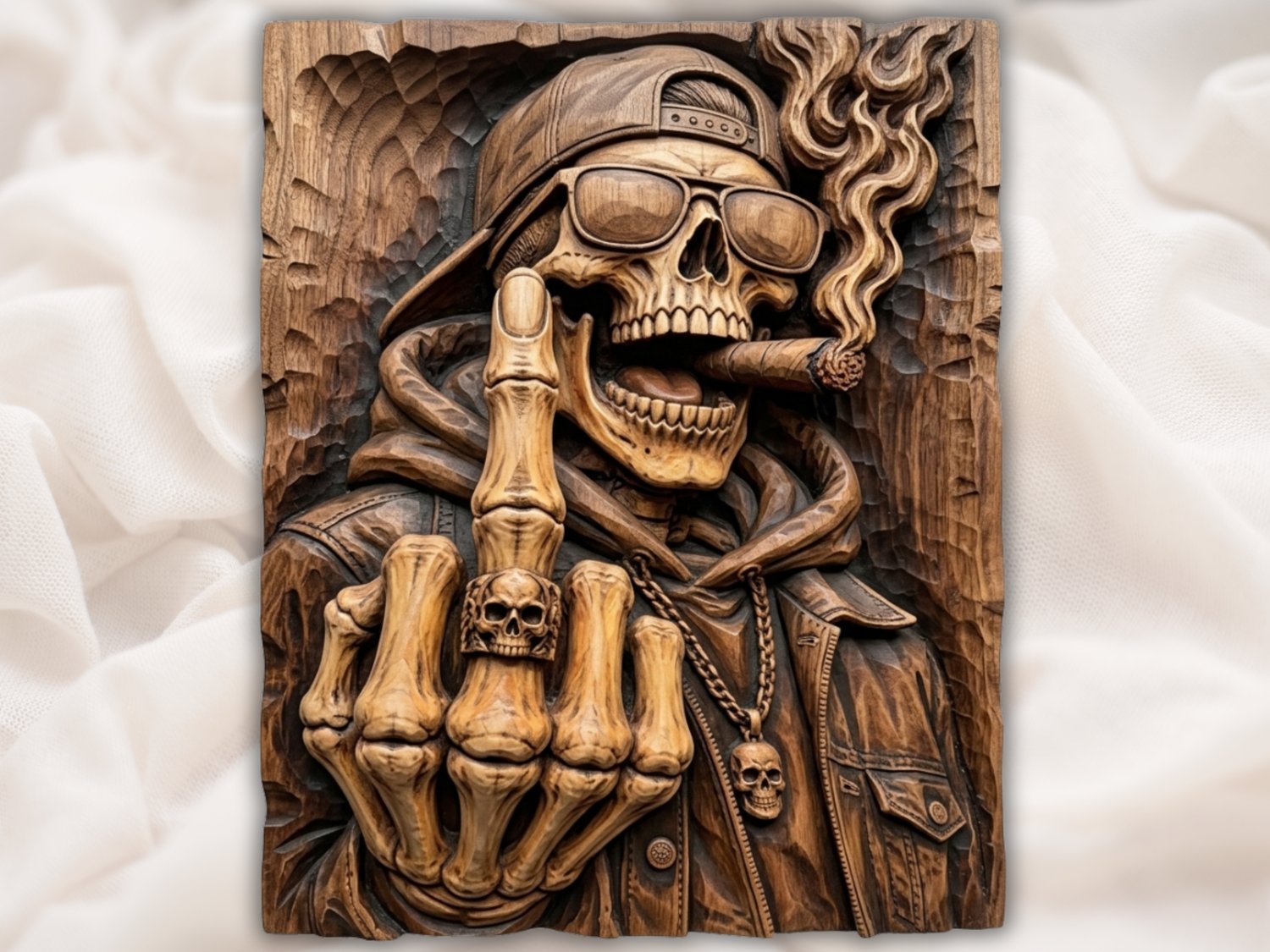 Rebel Skeleton Smoker Middle Finger CNC Relief STL bas-relief STL design