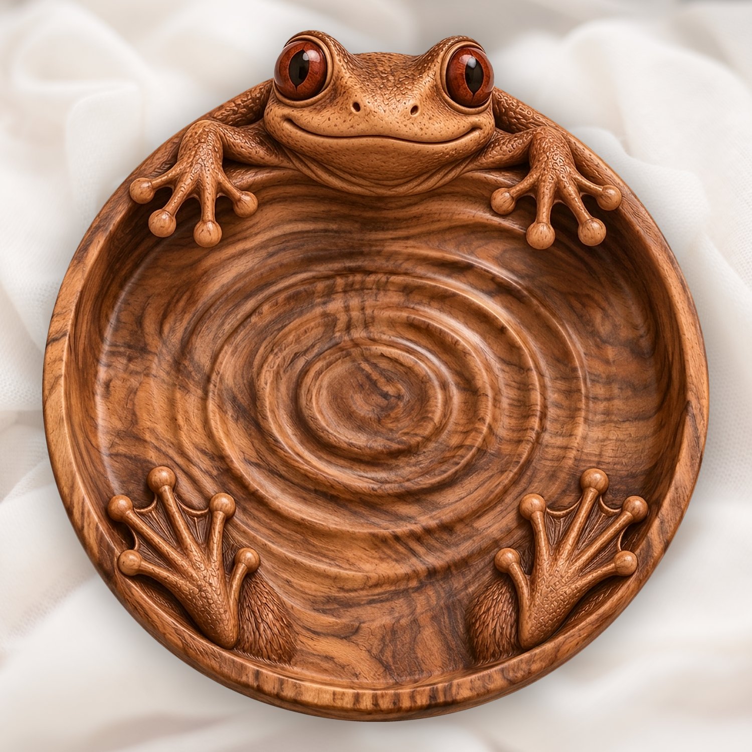 Red Frog Menu Red Eyed Tree Frog Walnut Bathing Tray CNC Relief STL | Wildlife Wood