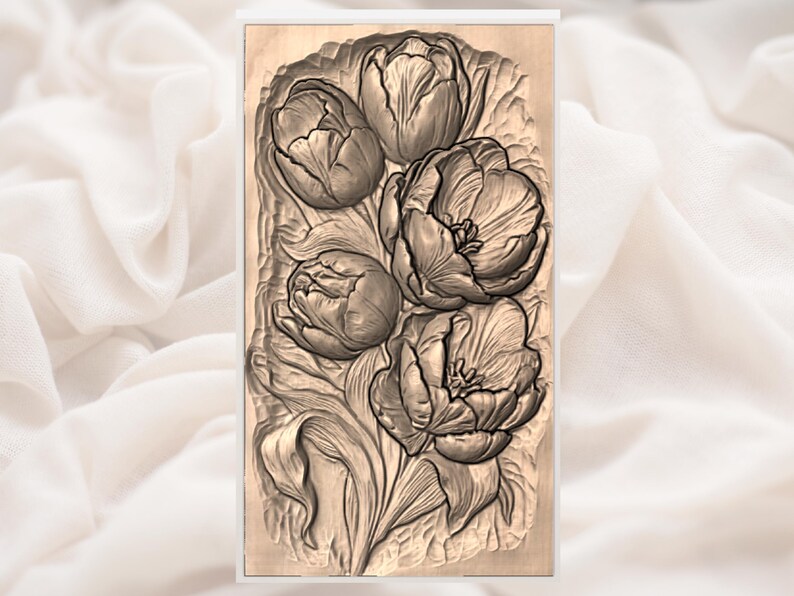 Red Tulip Bouquet STL view 2