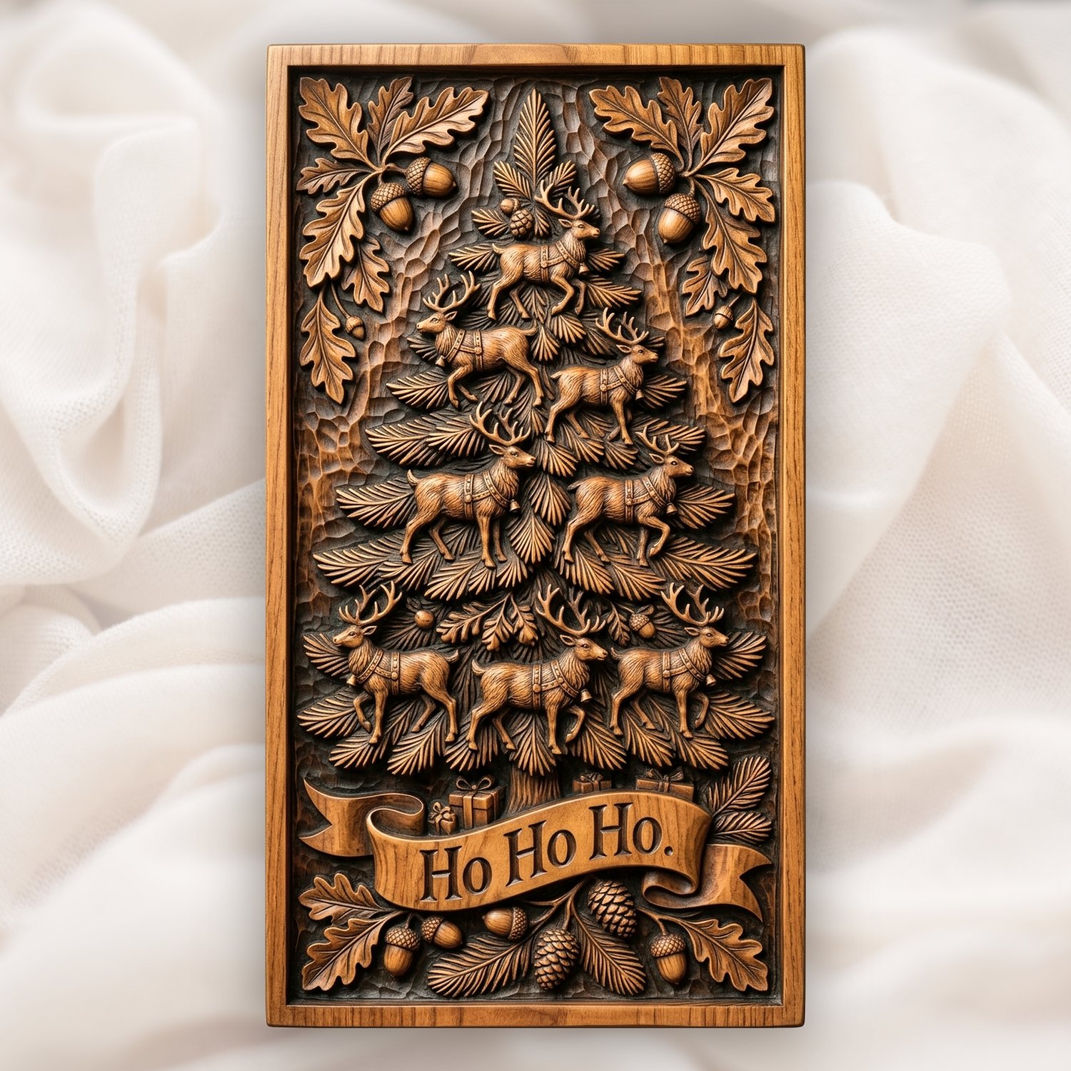 Reindeer Christmas Tree Holiday Wall Art CNC Relief STL