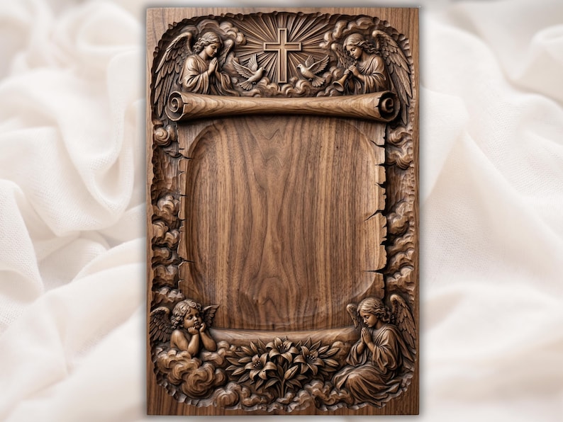 Religious Angel Memorial Plaque STL bas-relief STL