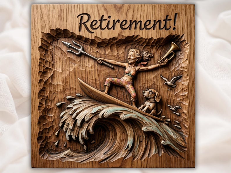 Retirement Surfing Lady Relief STL bas-relief STL