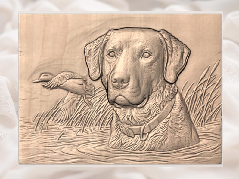Retriever Dog 3D Relief STL view 2