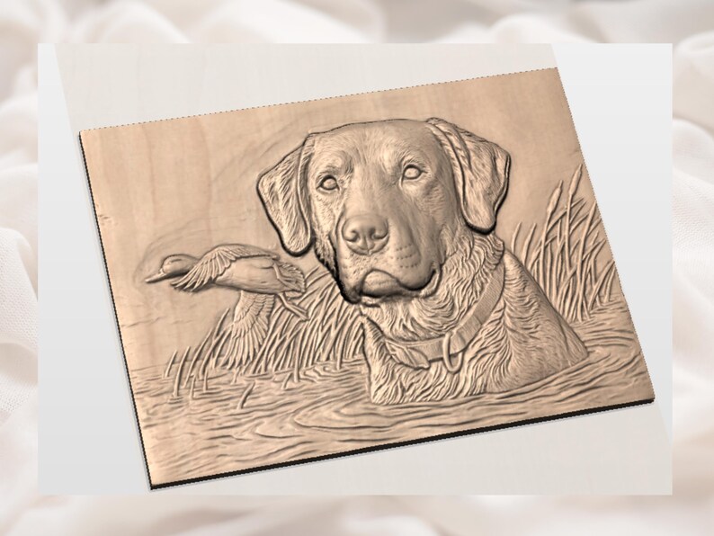 Retriever Dog 3D Relief STL view 3