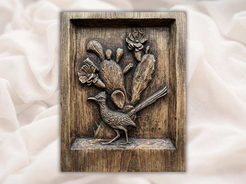 Roadrunner & Cactus 3D Relief STL bas-relief STL