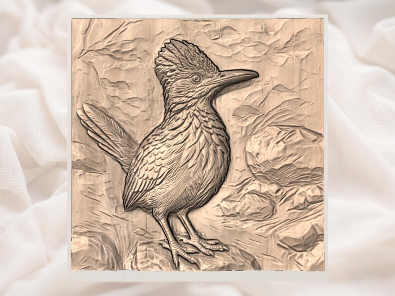 roadrunner wall art 3D Relief STL view 2