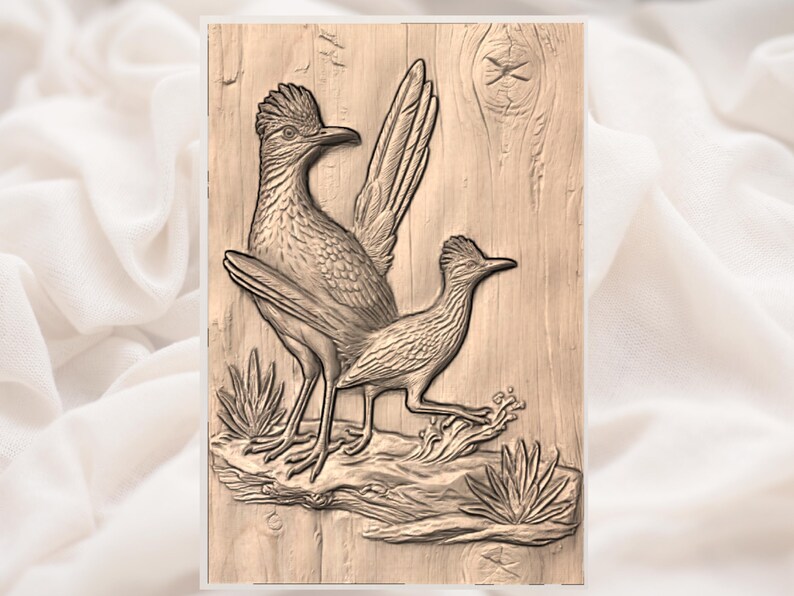 Roadrunner Pair 3D Relief STL view 2