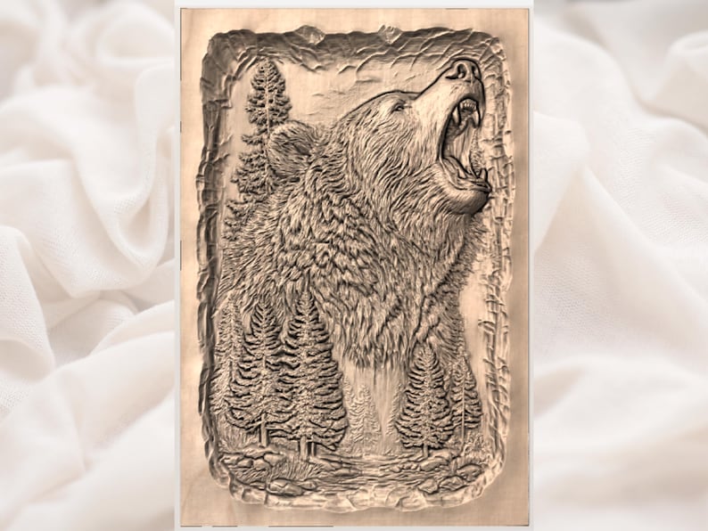 Roaring Bear Relief STL view 3