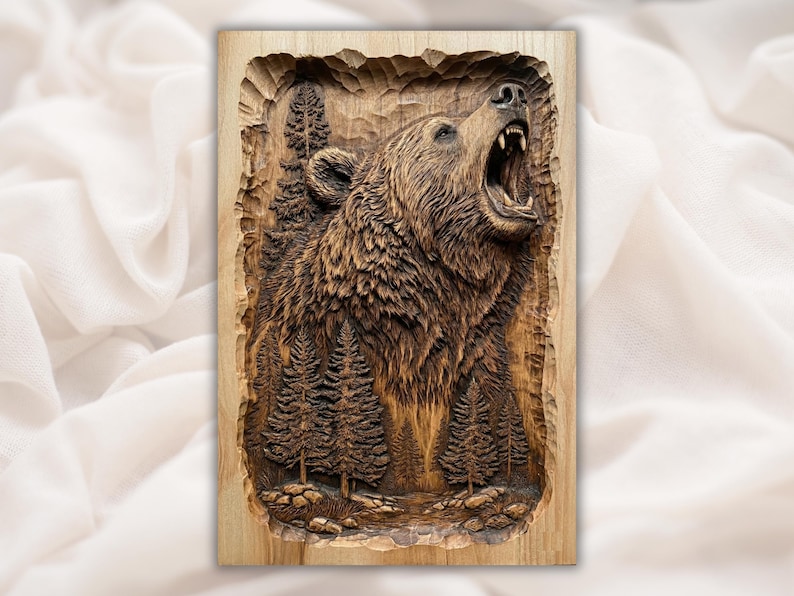 Roaring Bear Relief STL bas-relief STL design