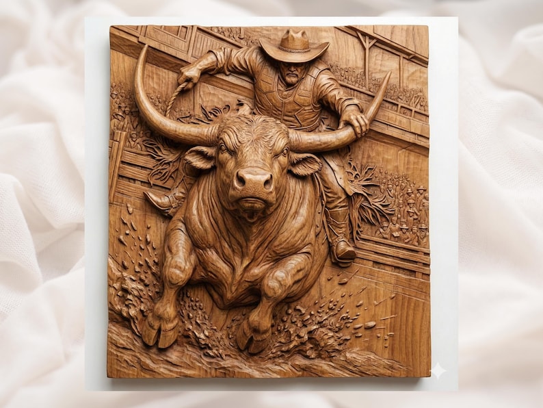 Rodeo Bull Rider 3D Relief STL bas-relief STL