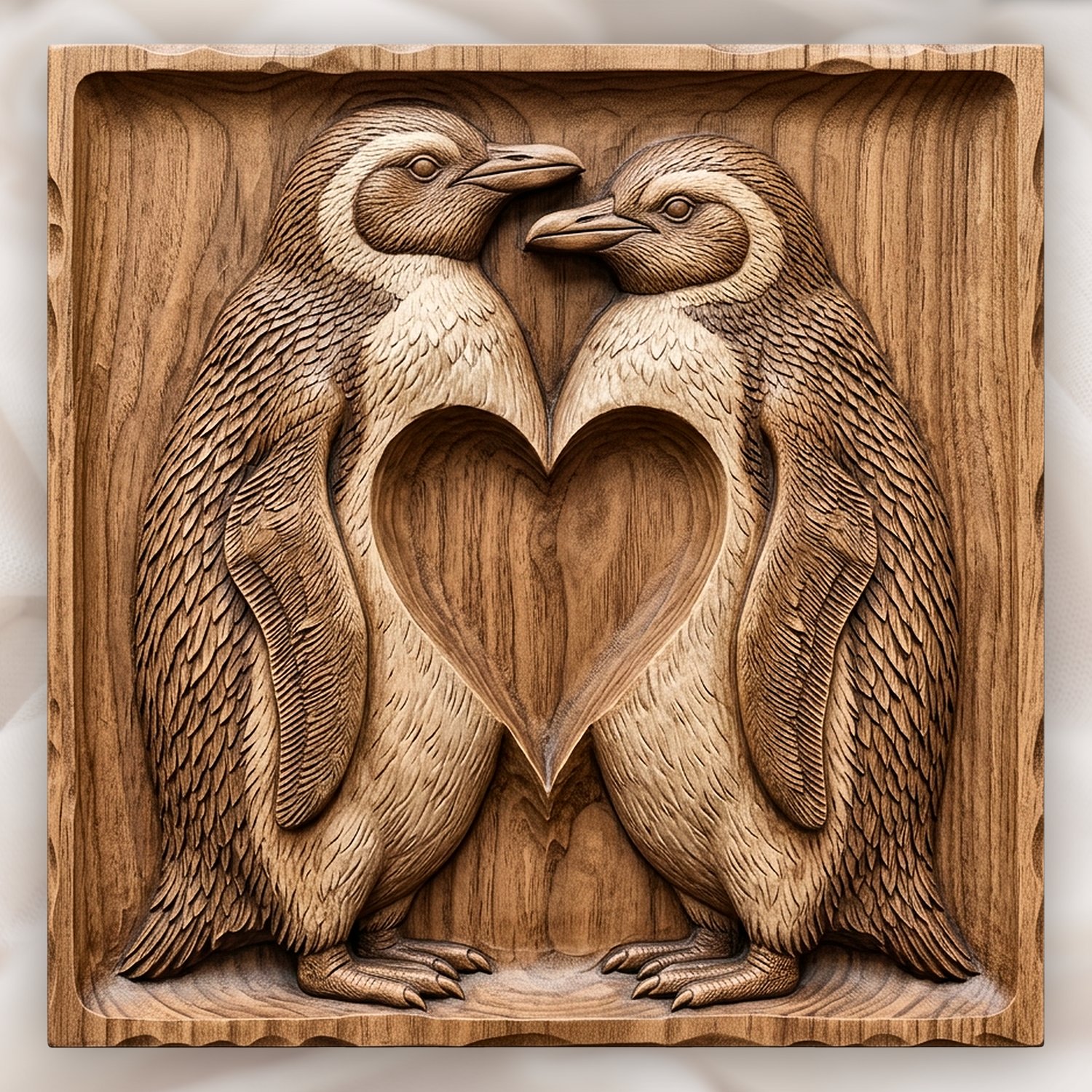 Romantic Penguins Heart CNC Relief STL