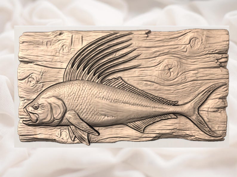 Roosterfish 3D Relief STL view 2