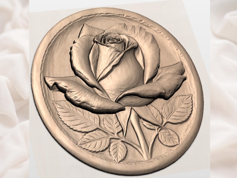 Rose 3D Relief STL view 2