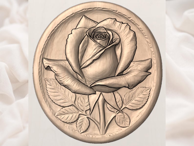 Rose 3D Relief STL view 3