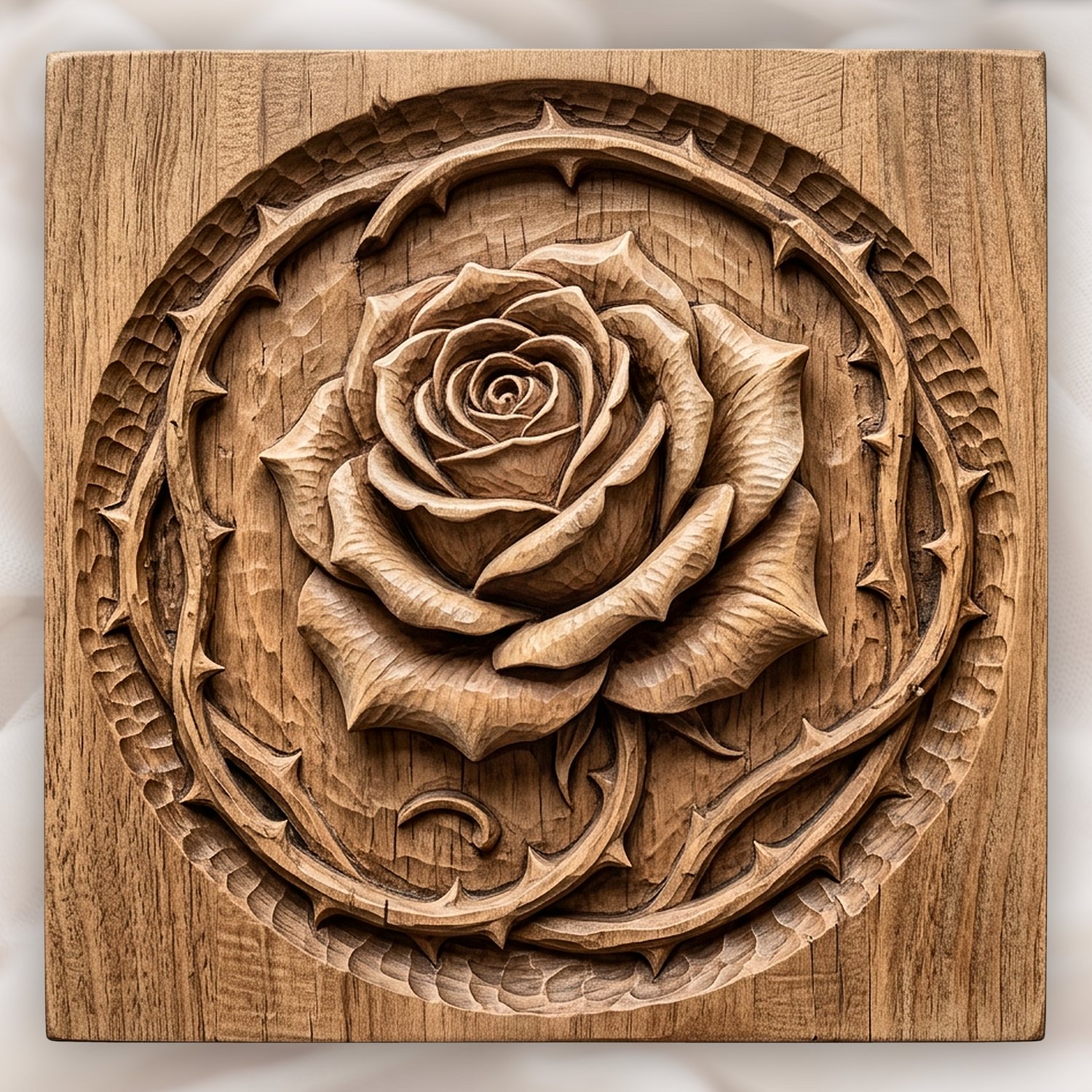 Rose Blossom Thorn Border CNC Relief STL