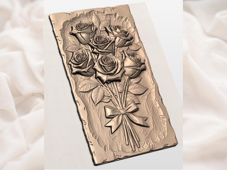 Rose Bouquet 3D STL Relief view 2