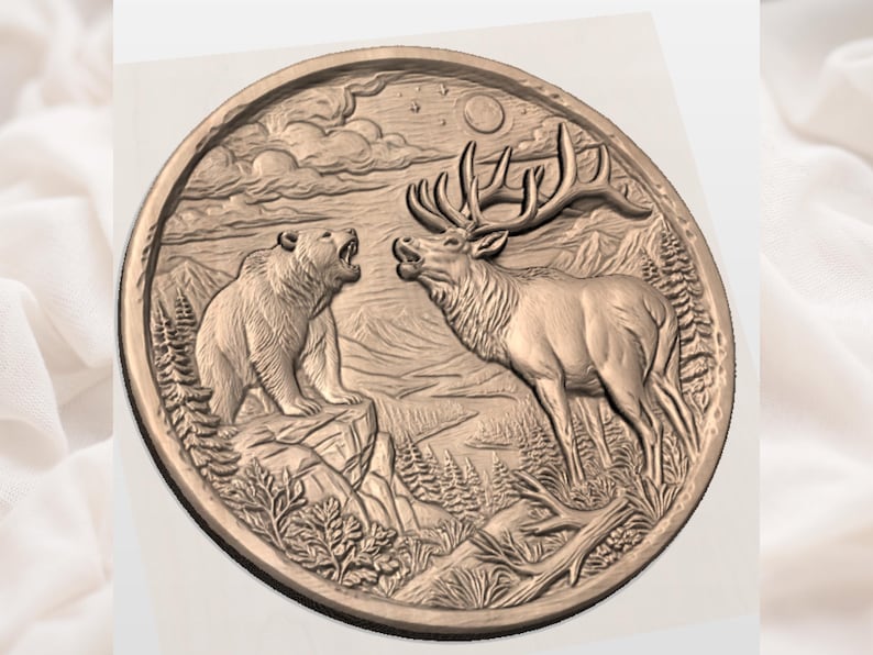 Round Bear Elk STL view 2