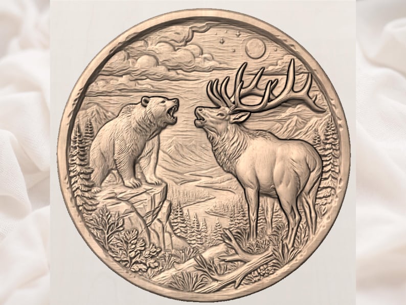 Round Bear Elk STL view 3