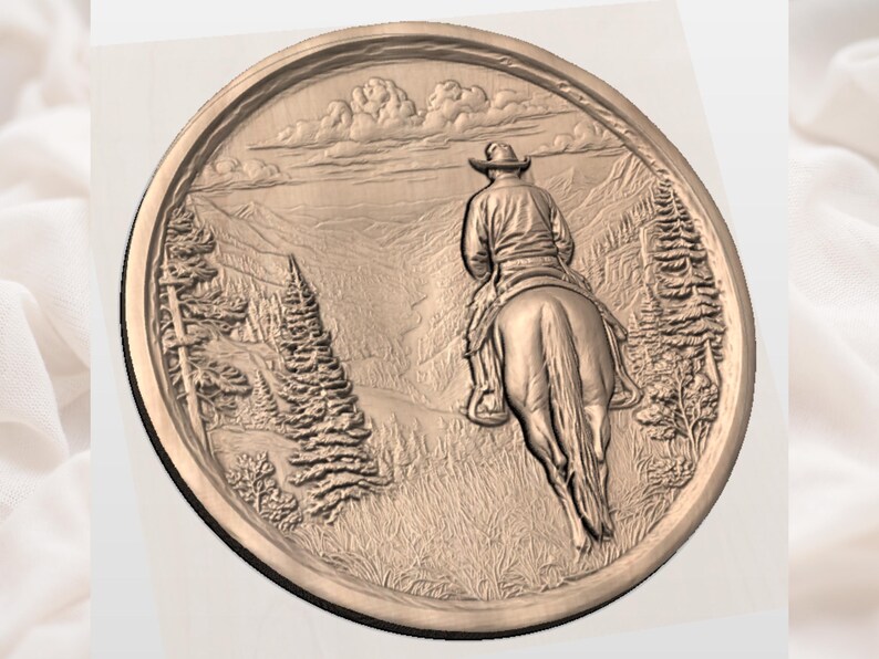 Round Cowboy Horse STL view 2