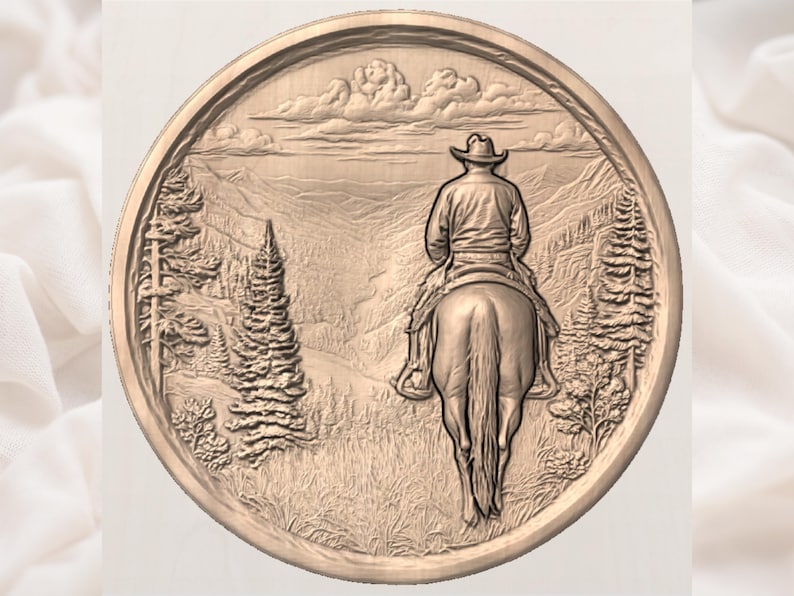 Round Cowboy Horse STL view 3