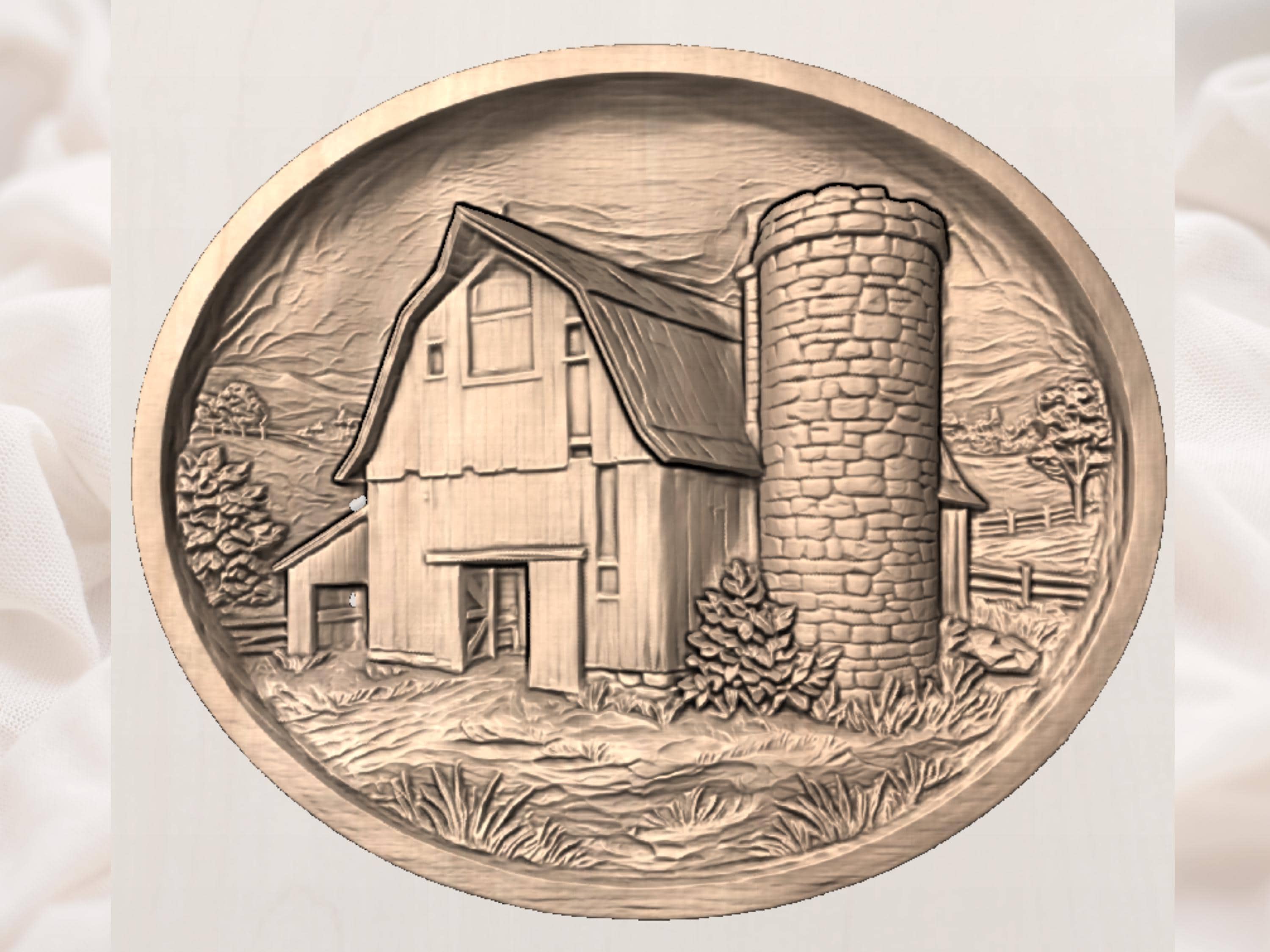 Rustic Barn and Silo Bas Relief Wall Art view 2