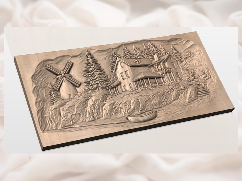Rustic Farm Landscape 3D Relief STL view 2