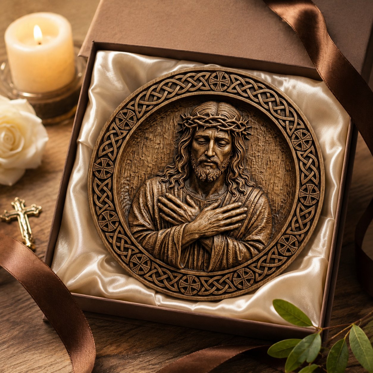 Sacred Heart Jesus Wood Carving Design view 8