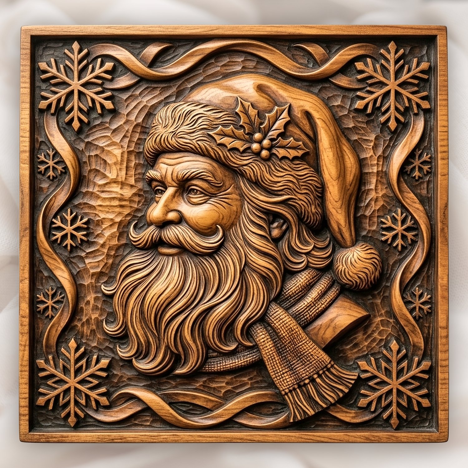 Santa Claus Christmas Portrait CNC Relief STL