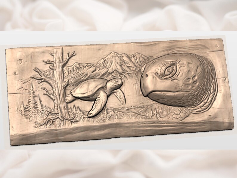 Sea Turtle Relief STL for CNC view 2