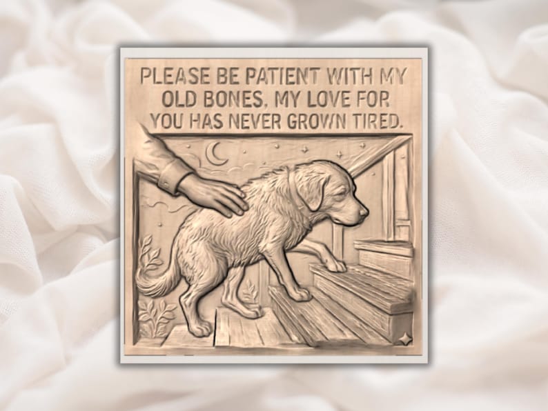 Senior Dog Memorial Quote 3D Relief STL view 2