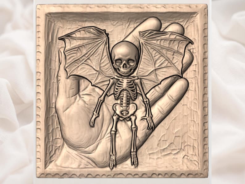 Skeleton Bat Creature STL view 3