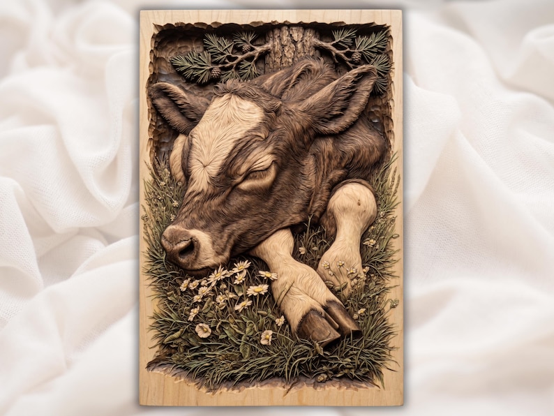 Sleeping Calf Relief STL bas-relief STL