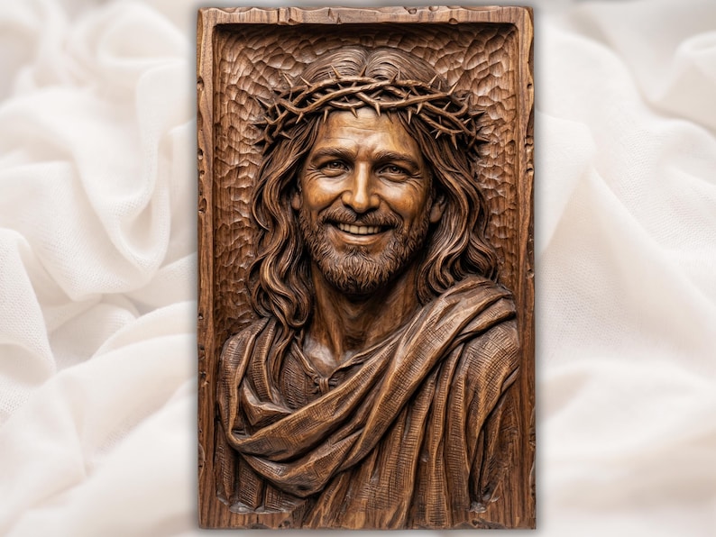 Smiling Jesus STL bas-relief STL