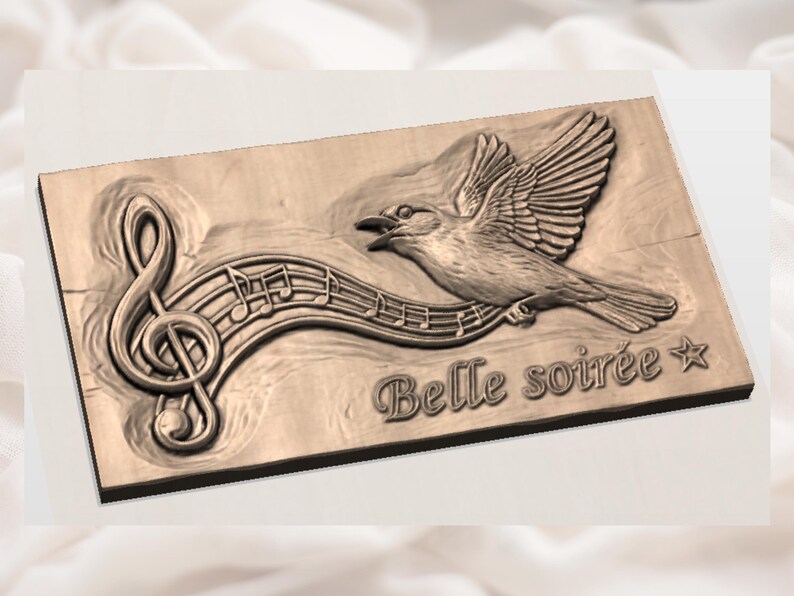 Songbird Music 3D Relief STL view 2
