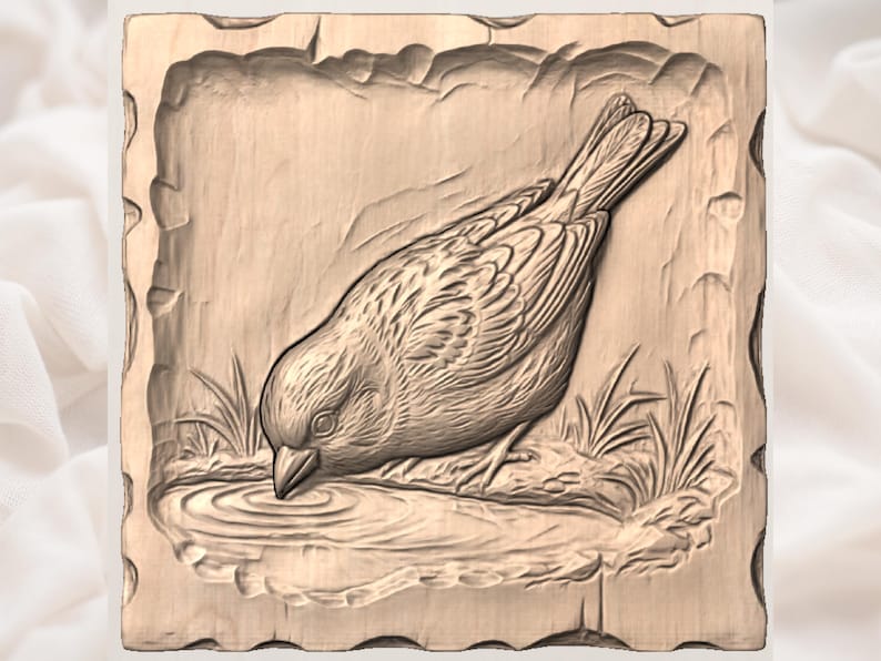 Sparrow Bird Relief STL view 3