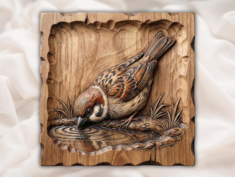Sparrow Bird Relief STL bas-relief STL design