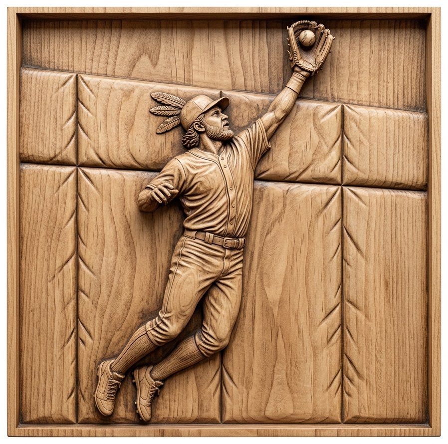 Spectacular Outfielder Catch Baseball CNC Relief STL bas-relief STL design