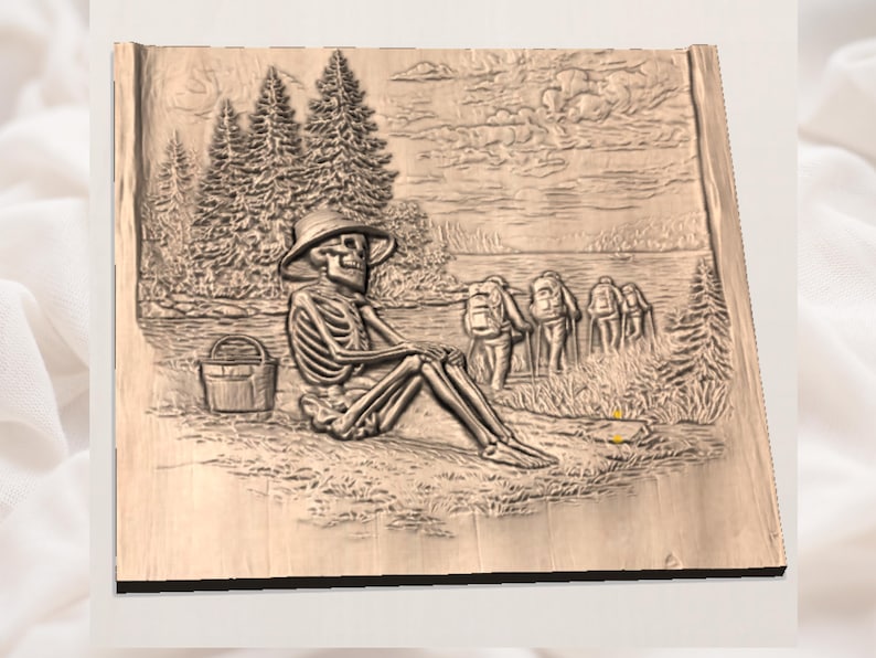 Skeleton Camping STL Relief view 2
