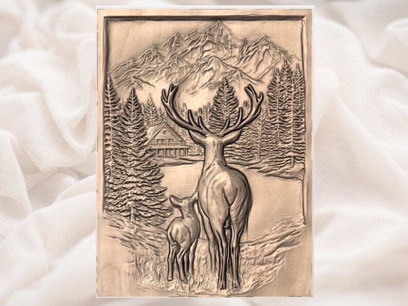 Stag and Fawn 3D STL File view 3